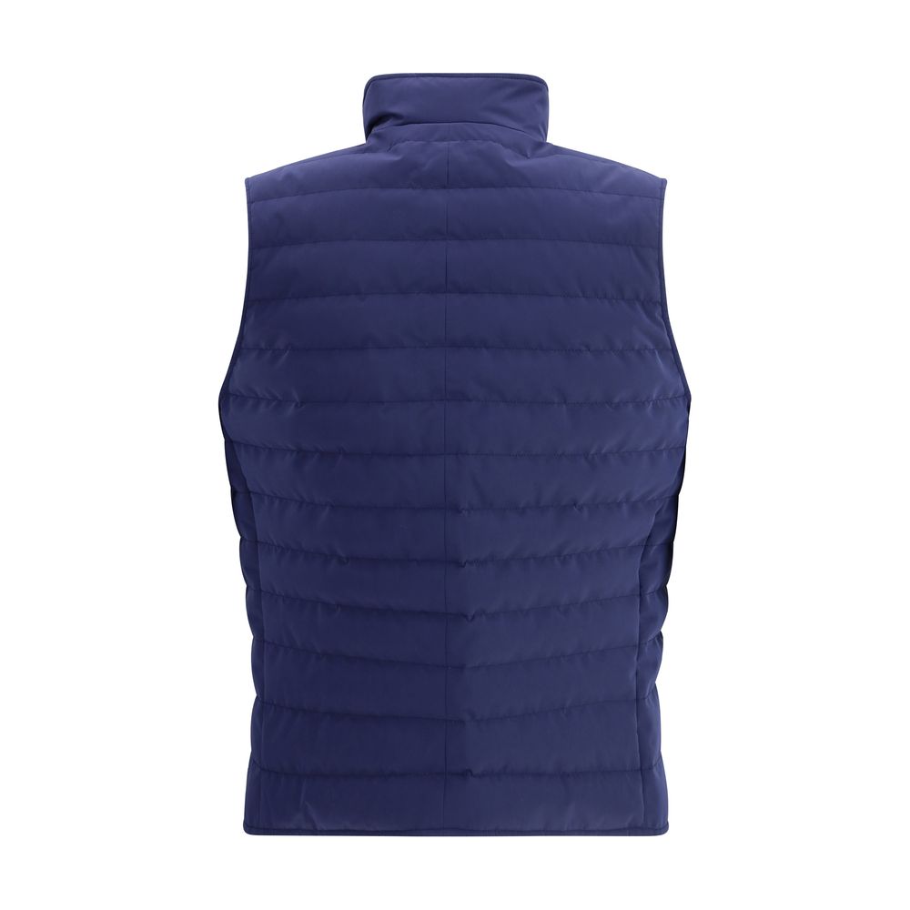 Blue Polyester Sleveless Jacket