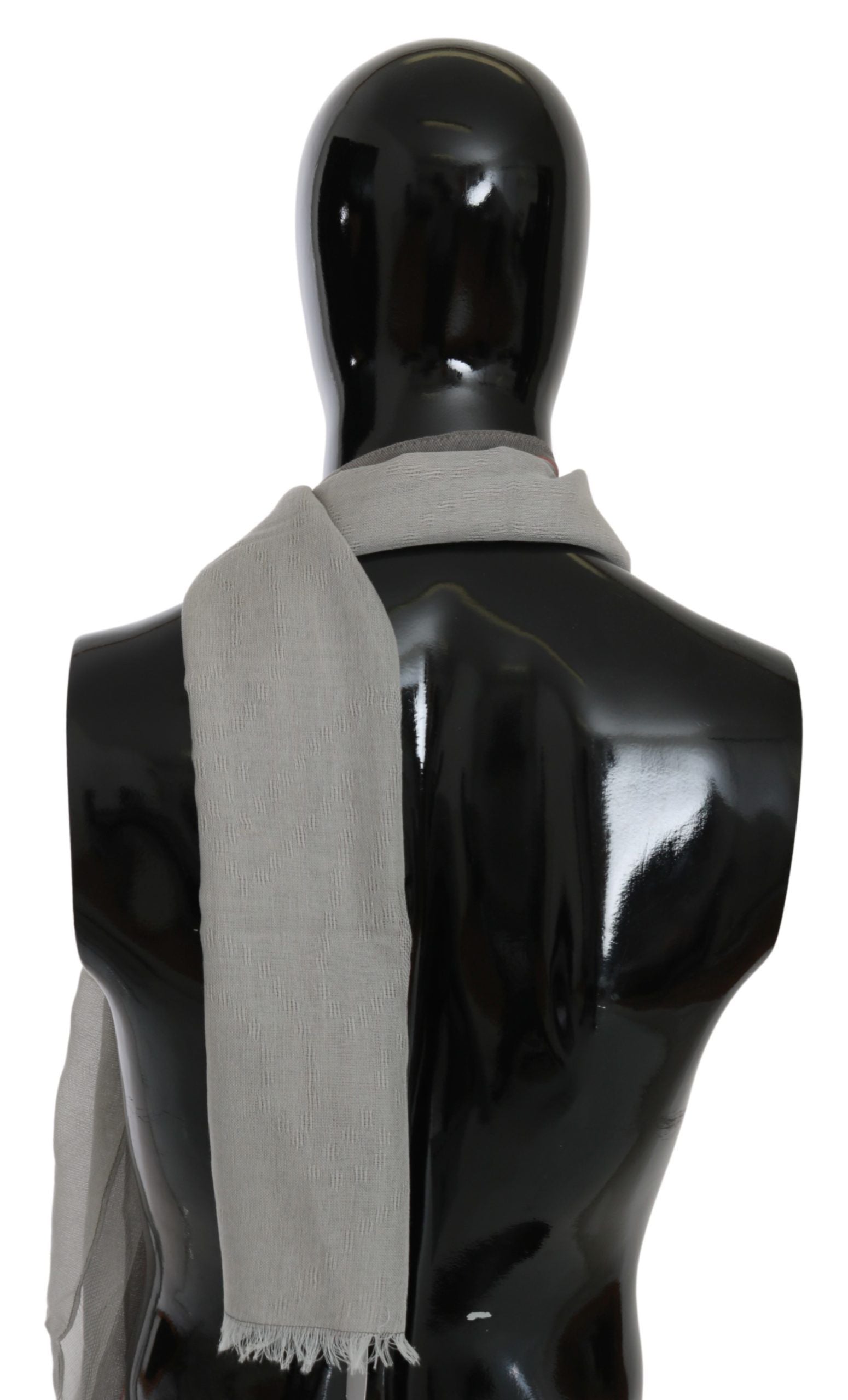 Gråt bomuldstørklæde med frynser og halsudskæring