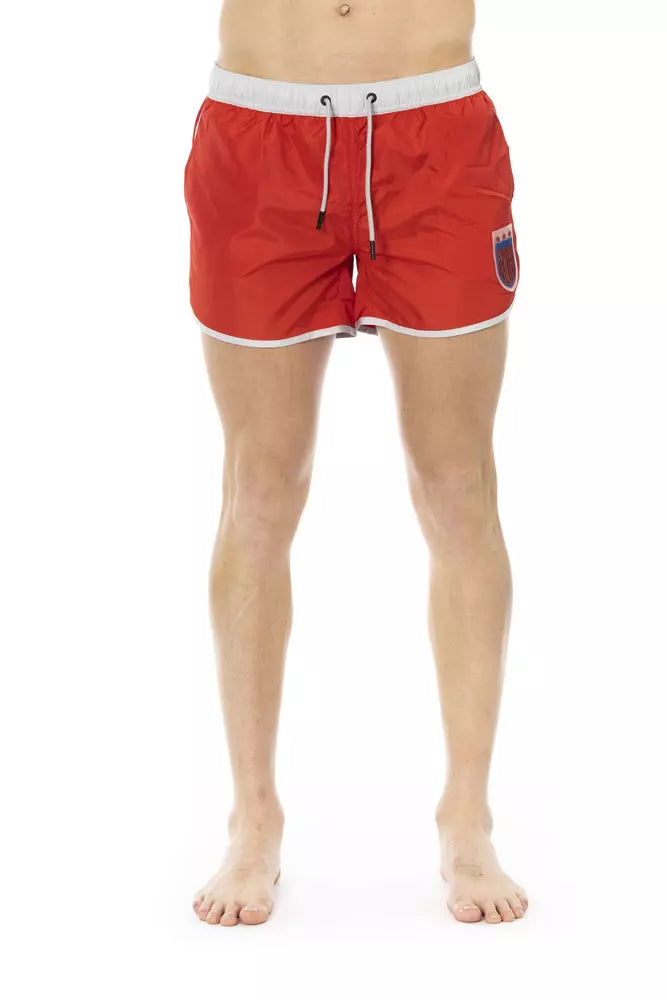 Røde polyester herre badeshorts