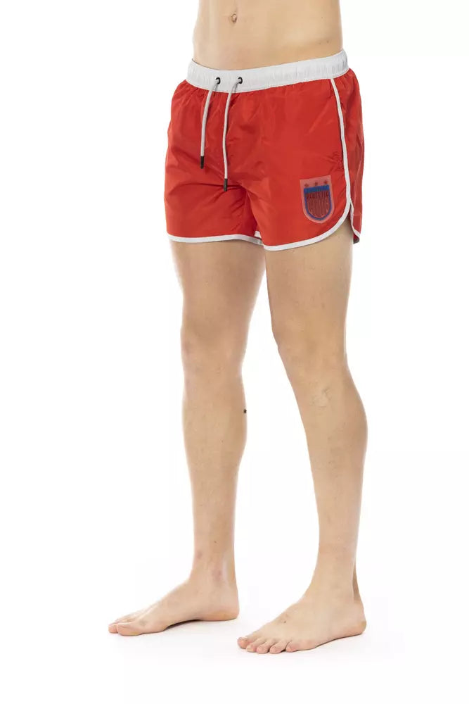 Røde polyester herre badeshorts