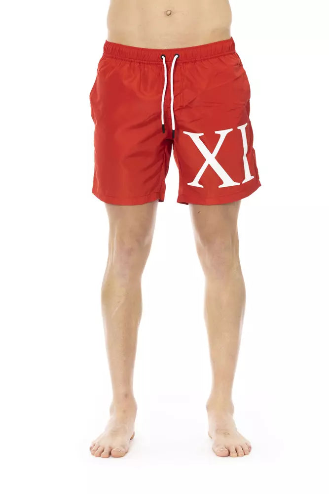 Røde polyester herre badeshorts