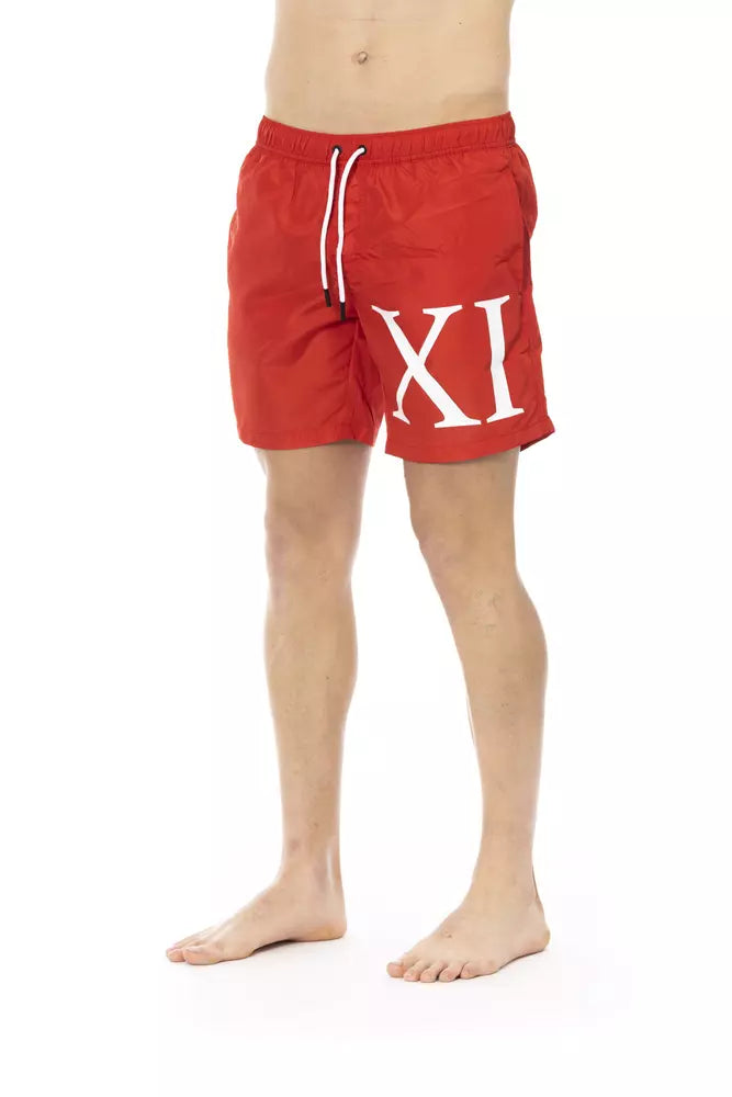 Røde polyester herre badeshorts