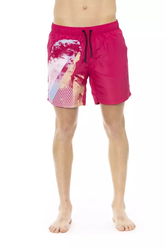 Fuchsia polyester badeshorts til mænd