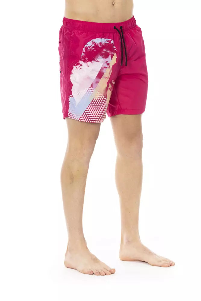 Fuchsia polyester badeshorts til mænd