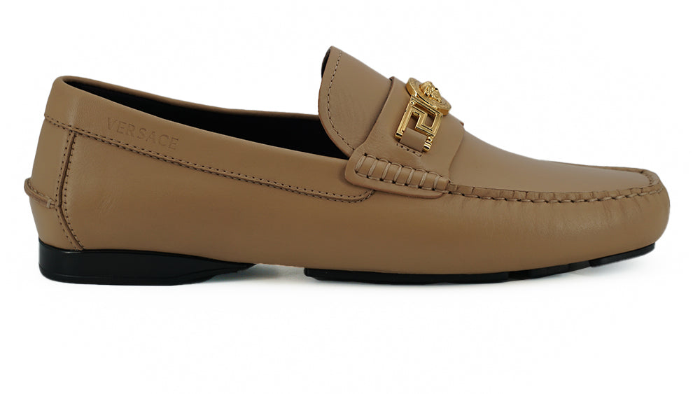 Beige loafers i kalveskind