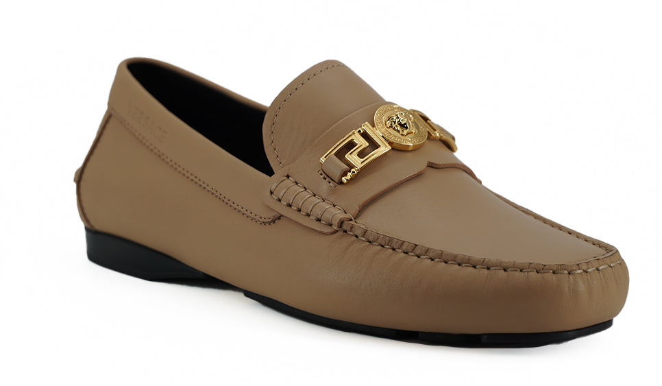 Beige loafers i kalveskind