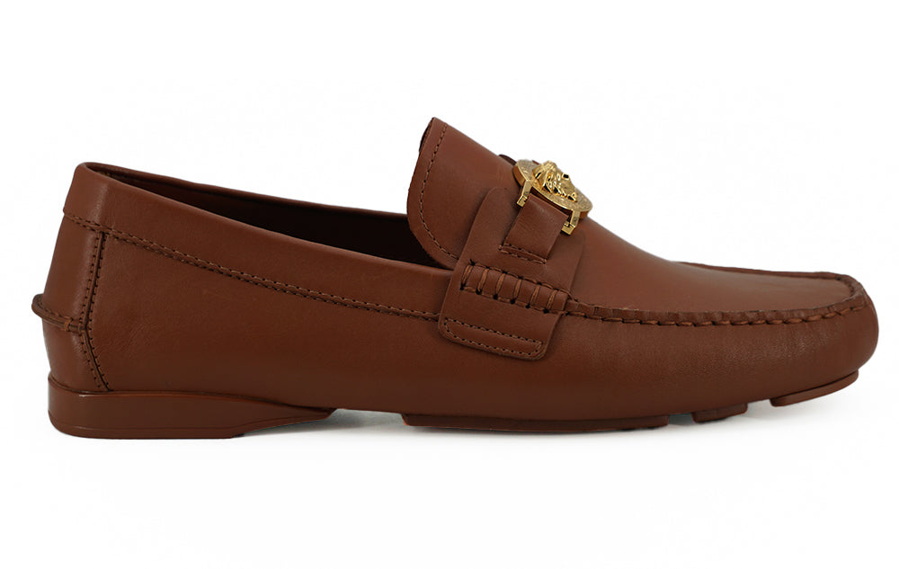 Naturbrune loafers i kalveskind