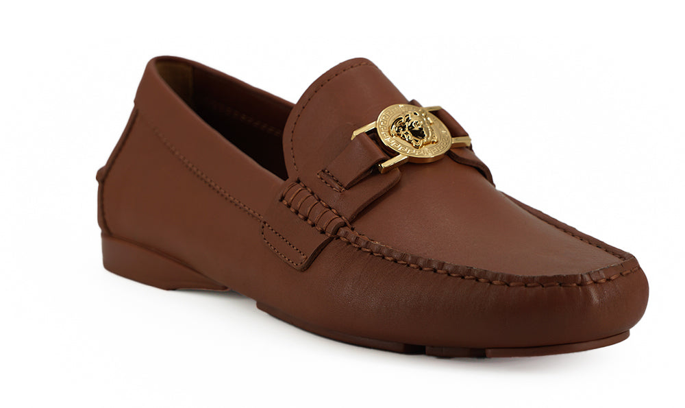 Naturbrune loafers i kalveskind