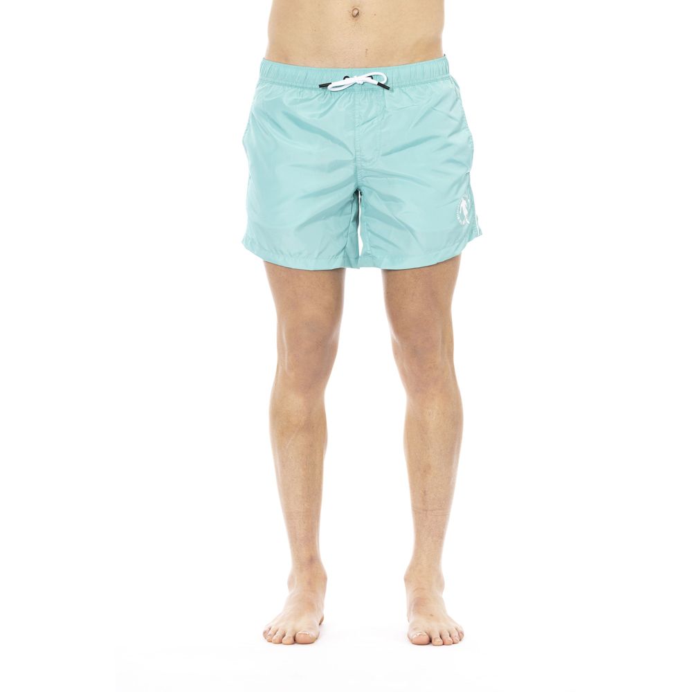 Lyseblå polyester herre badeshorts