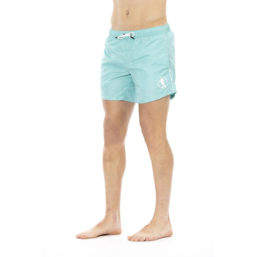 Lyseblå polyester herre badeshorts