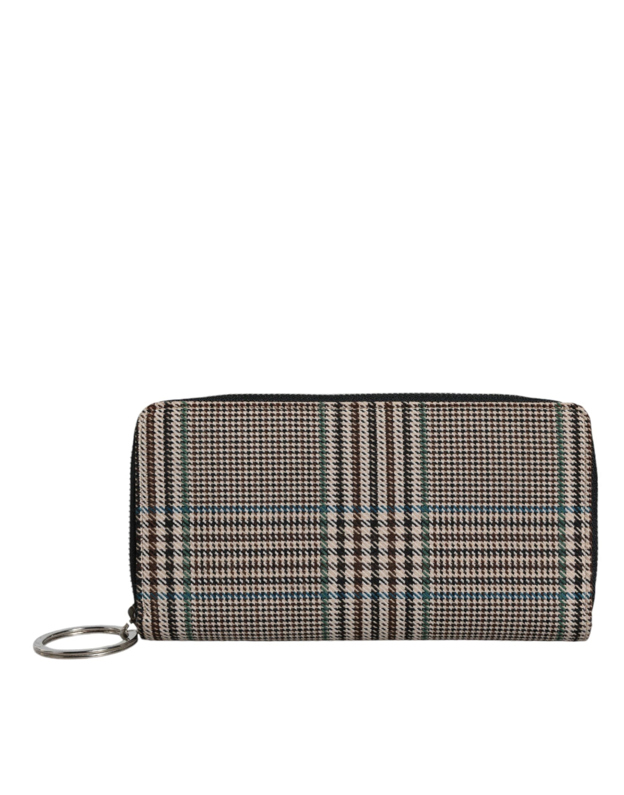 Flerfarvet Houndstooth Continental Lynlås Clutch Pung