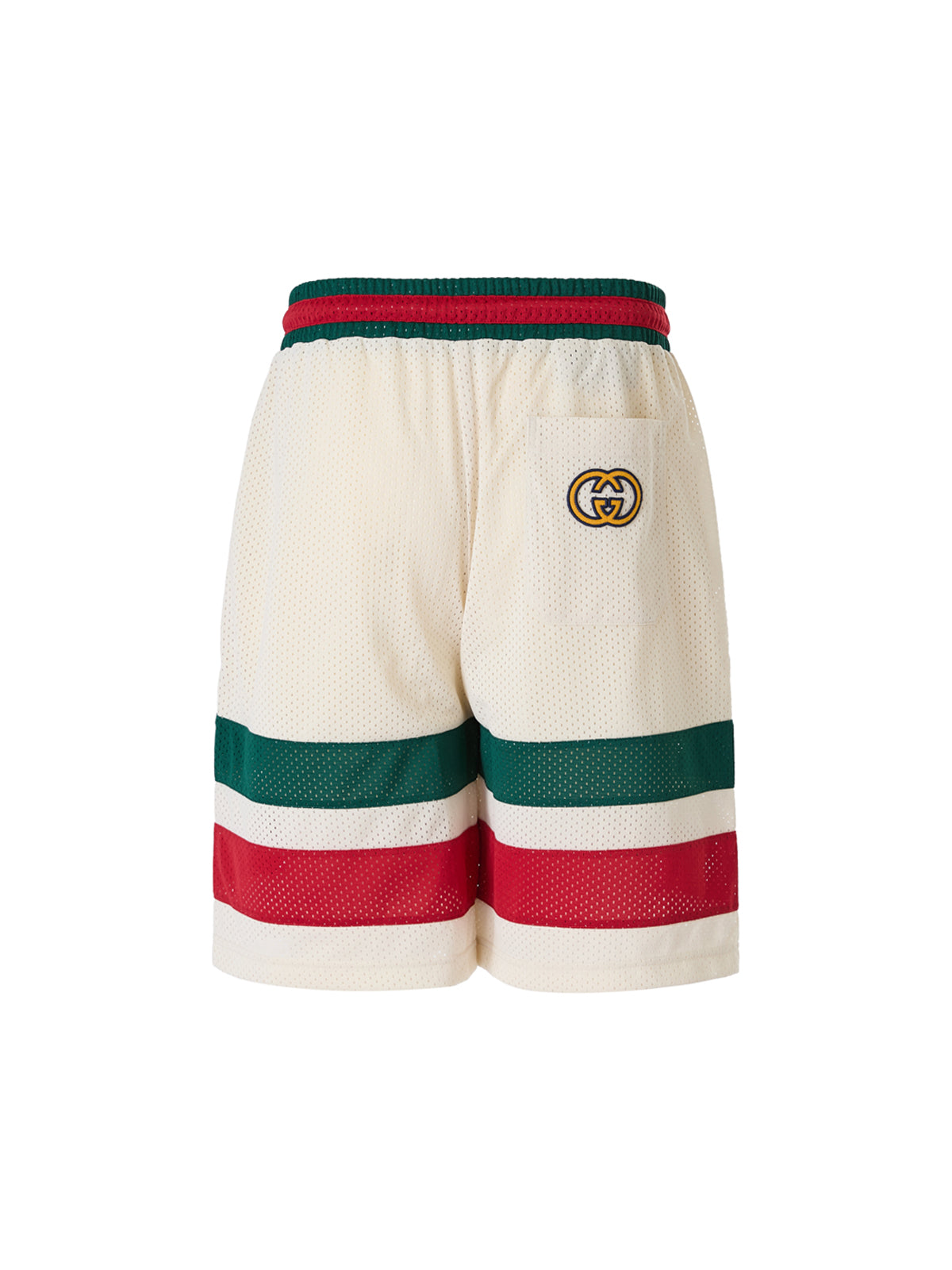 Cremefarvede polyester shorts med logo