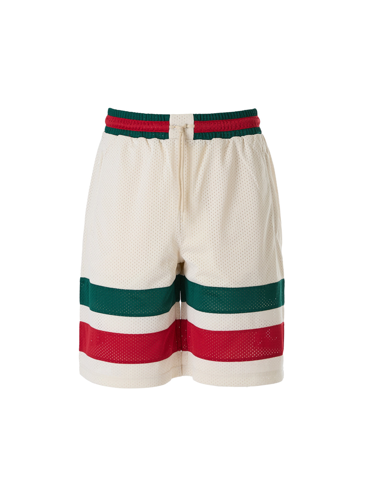 Cremefarvede polyester shorts med logo