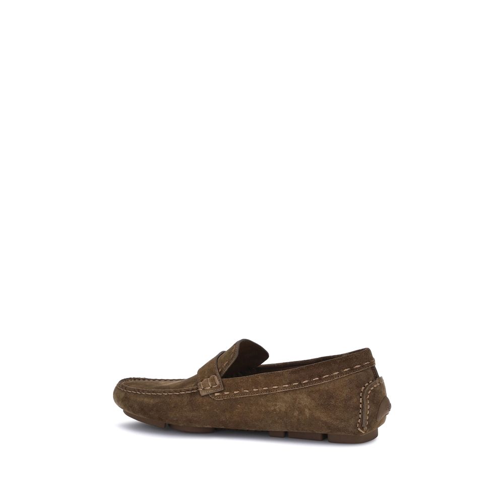 Brune gummi slip-on loafers