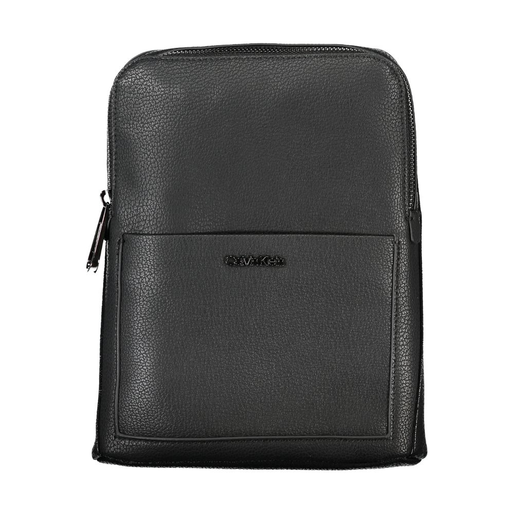 Black Polyurethane Men's Shoulder Bag