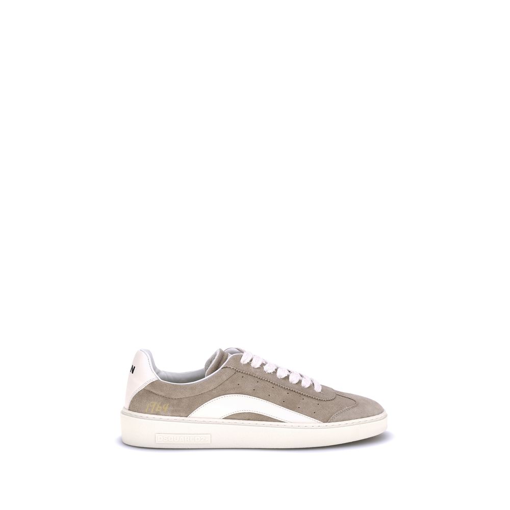 Beige Bos Taurus Low Top Sneakers i kalveskind