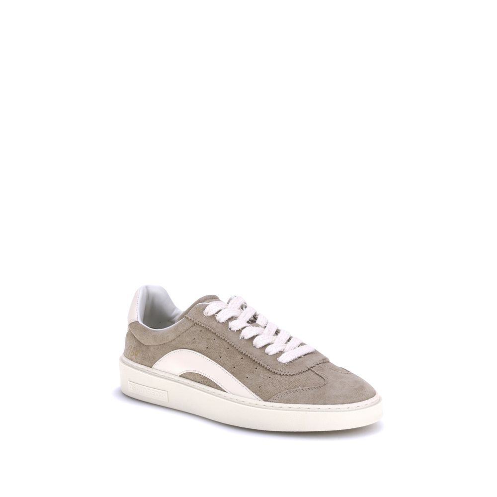 Beige Bos Taurus Low Top Sneakers i kalveskind