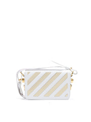 Hvid/Guld Metallisk Stribet Mini Crossbody Taske