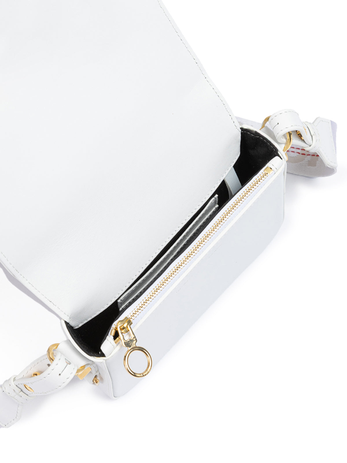 Hvid/Guld Metallisk Stribet Mini Crossbody Taske