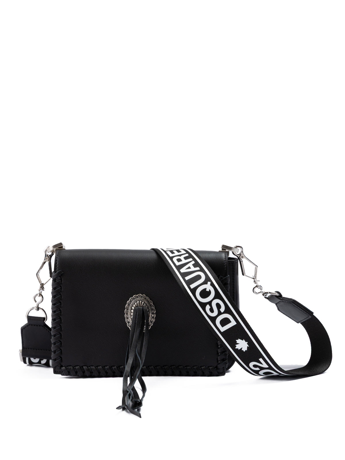 Sort læder crossbody taske