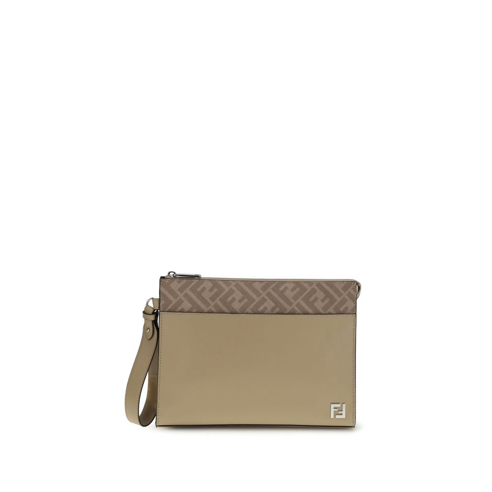 Beige læder clutch taske