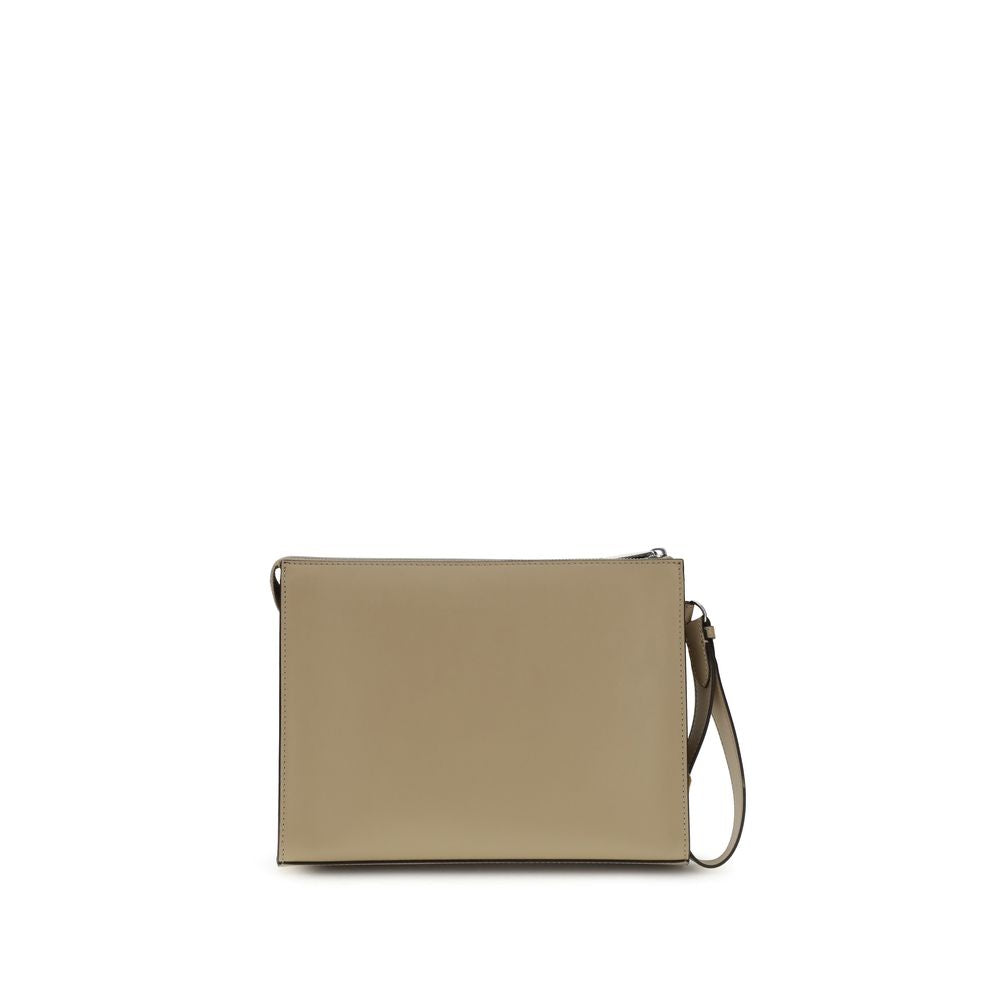 Beige læder clutch taske