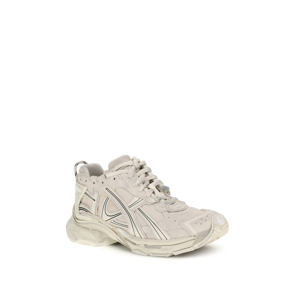 Beige Bos Taurus Athletic Sneakers i kalveskind