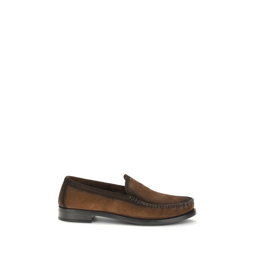 Brune slip-on loafers i læder