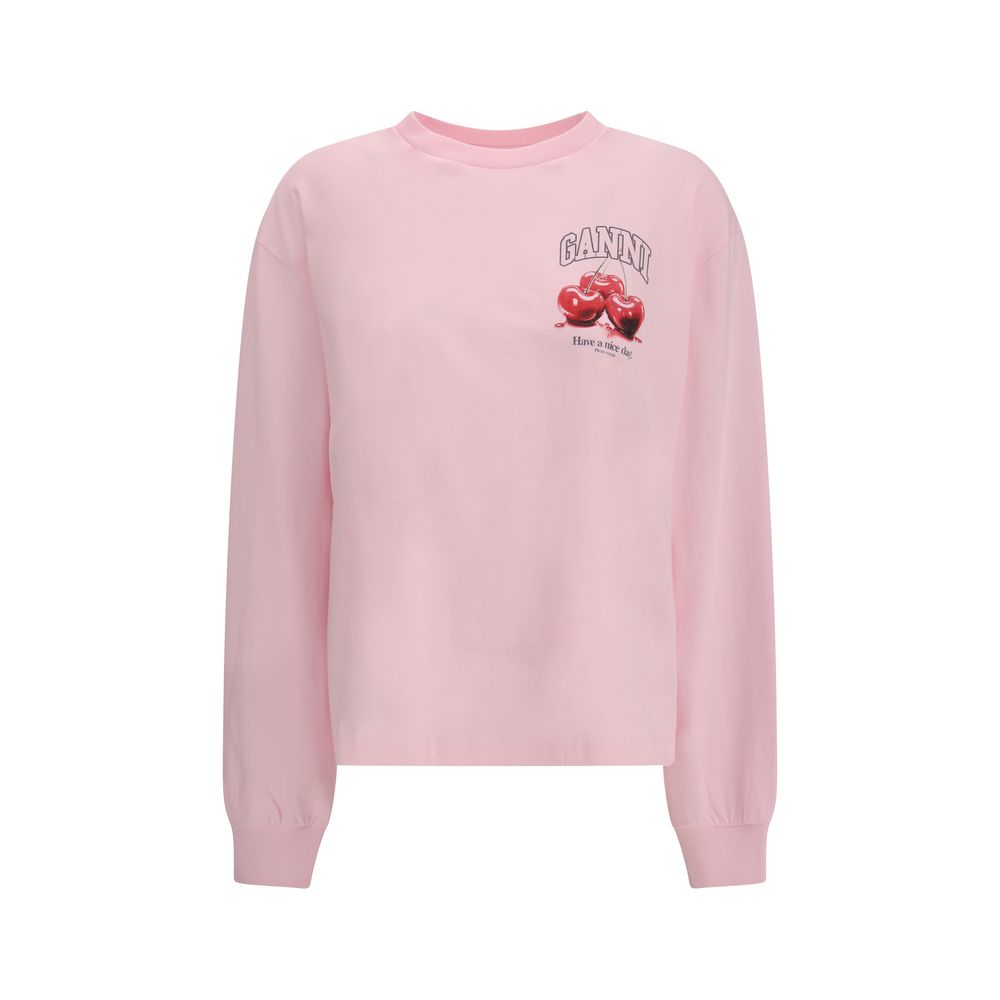 Flerfarvet bomulds-T-shirt med lange ærmer